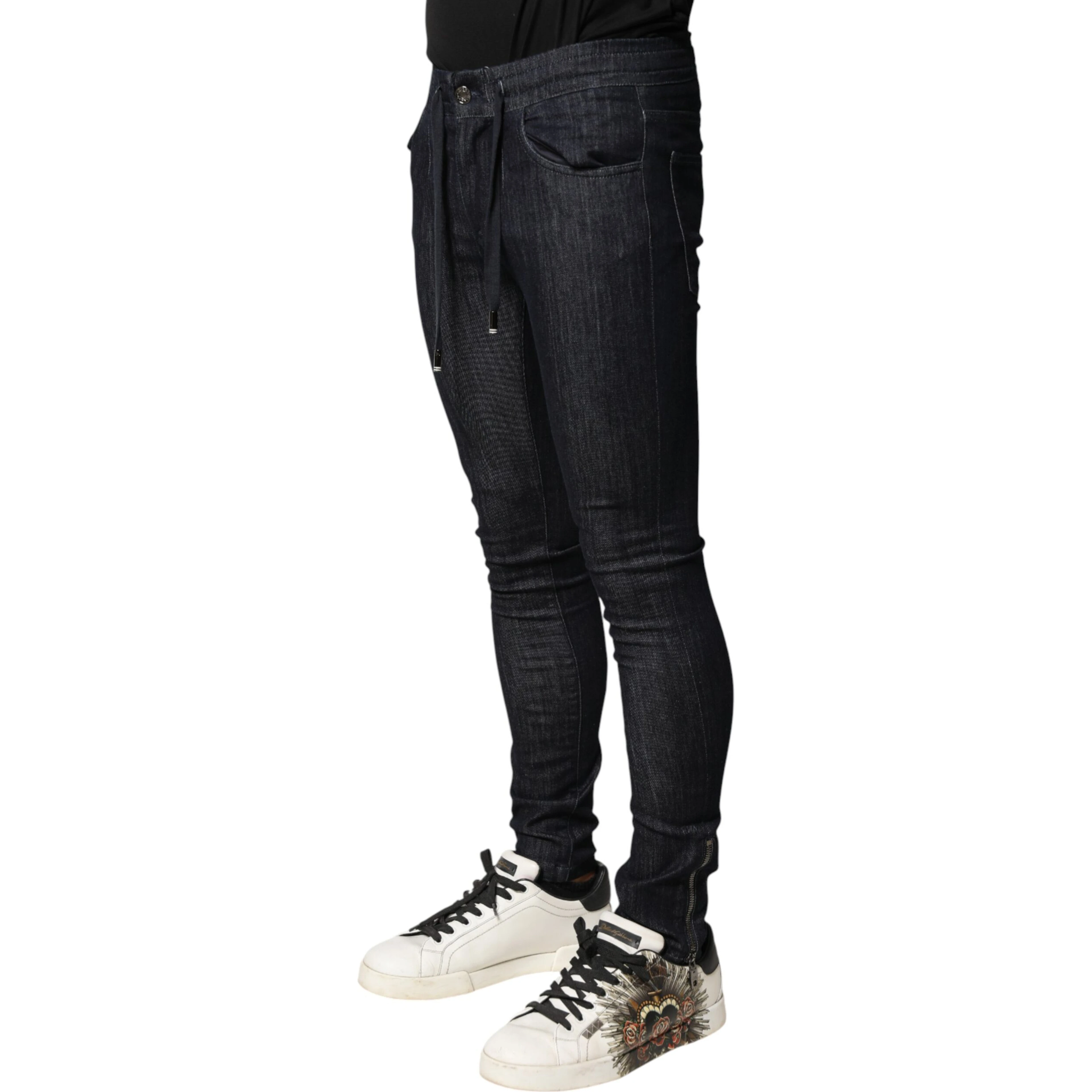 Black Cotton Stretch Skinny Denim Men Jeans