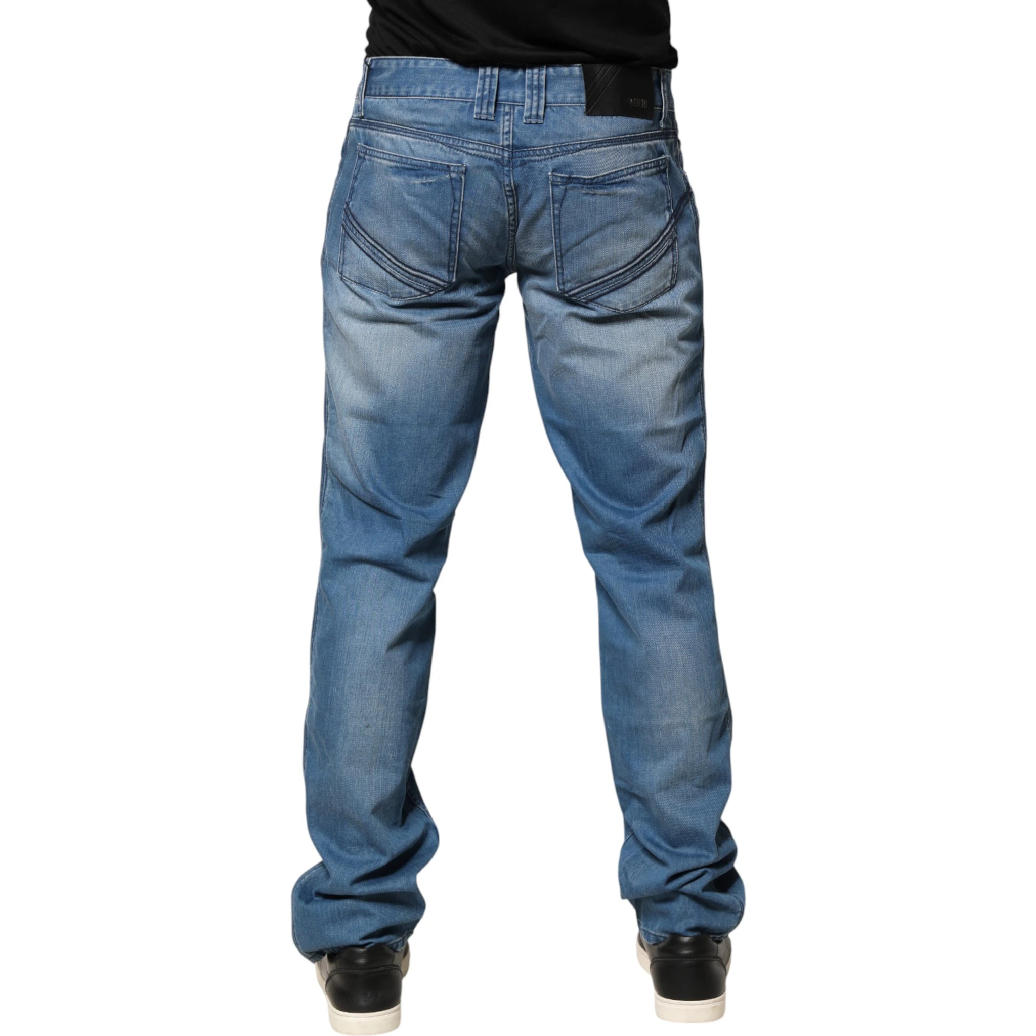 Blue Washed Cotton Skinny Fit Men Denim Trouser Jeans