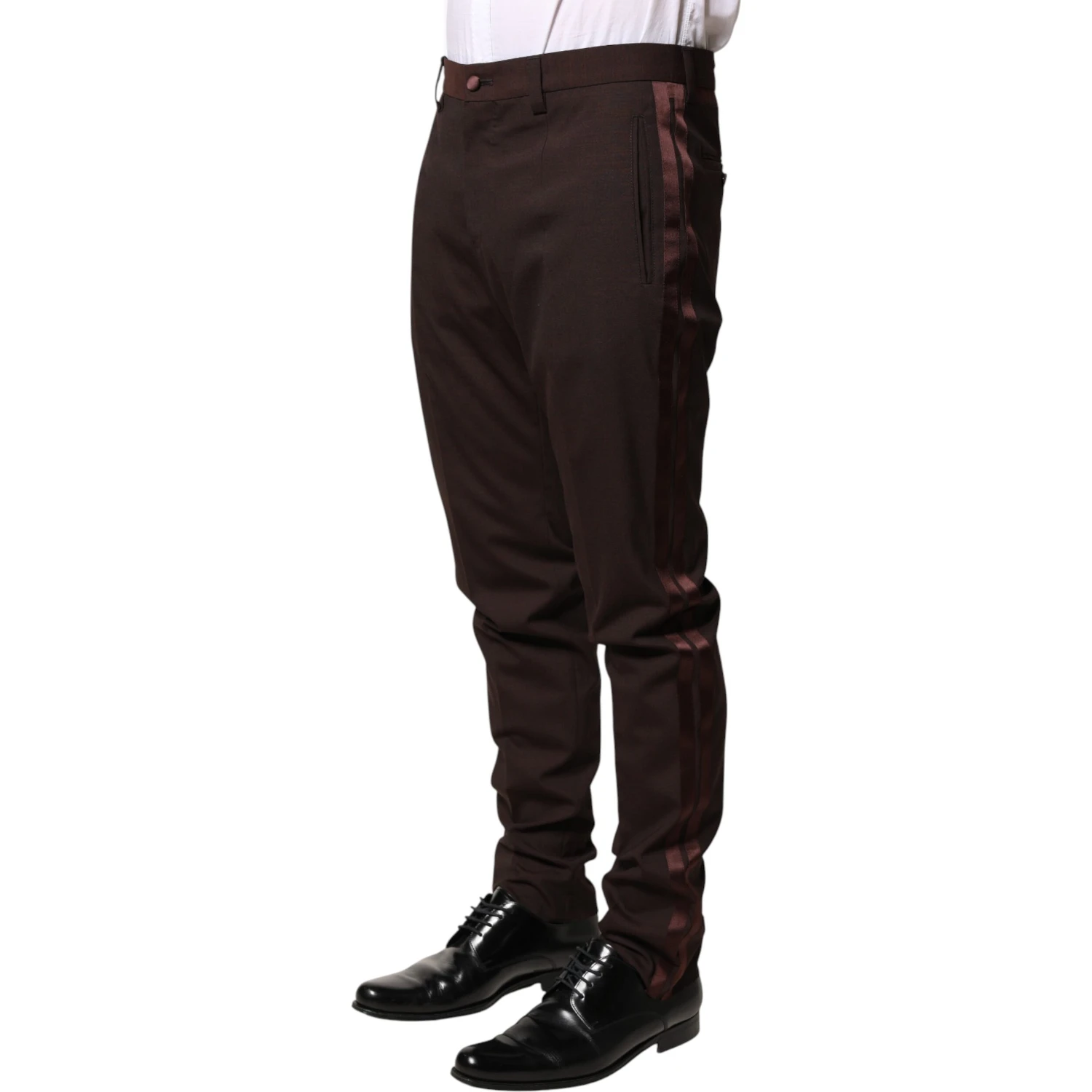 Brown Polyester Men Dress Trousers Pants