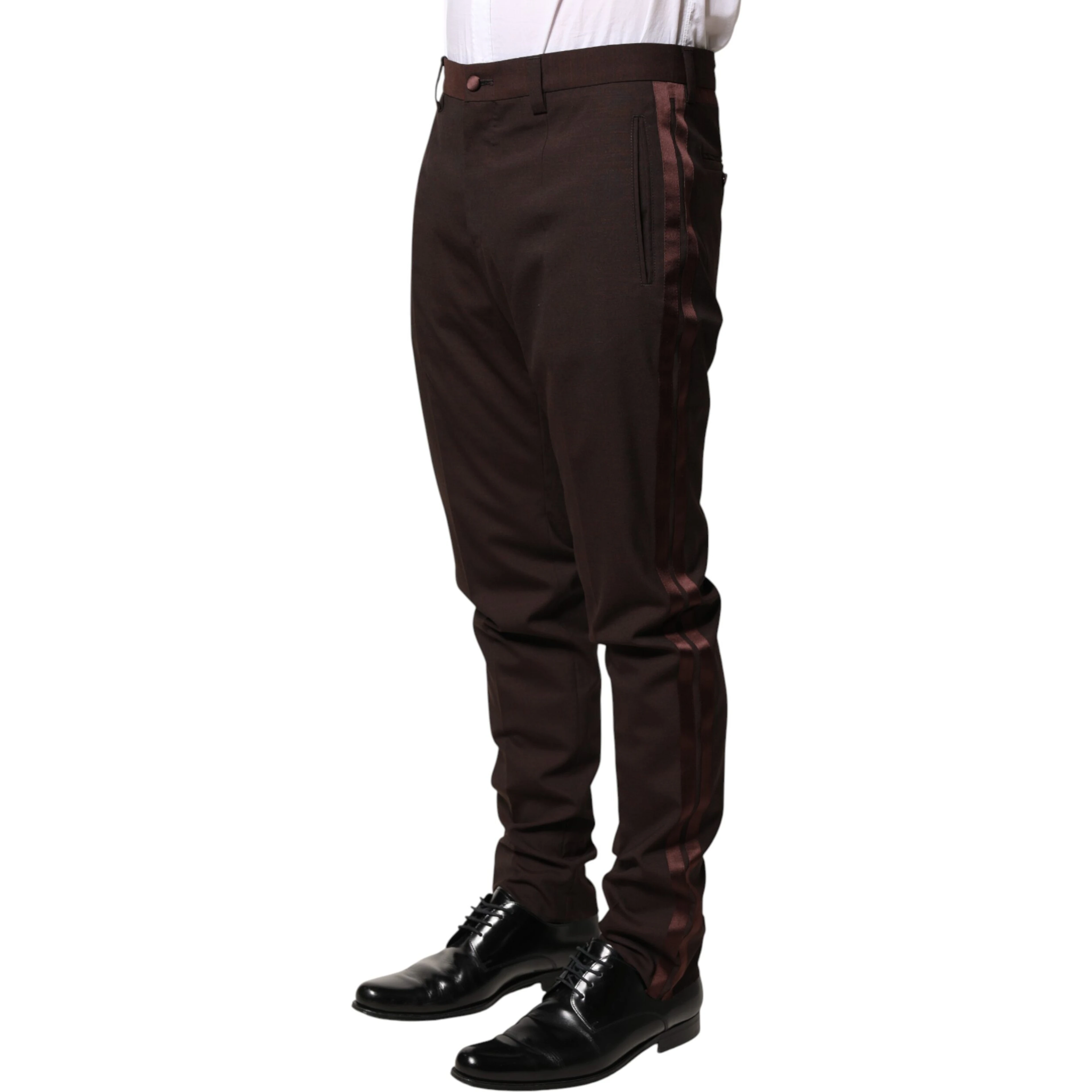 Brown Polyester Men Dress Trousers Pants
