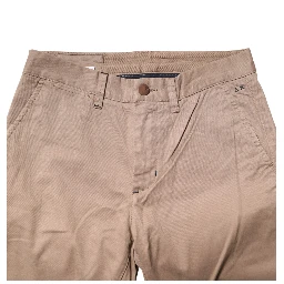 Beige Cotton Mid Waist Straight Men Chino Trouser Pants