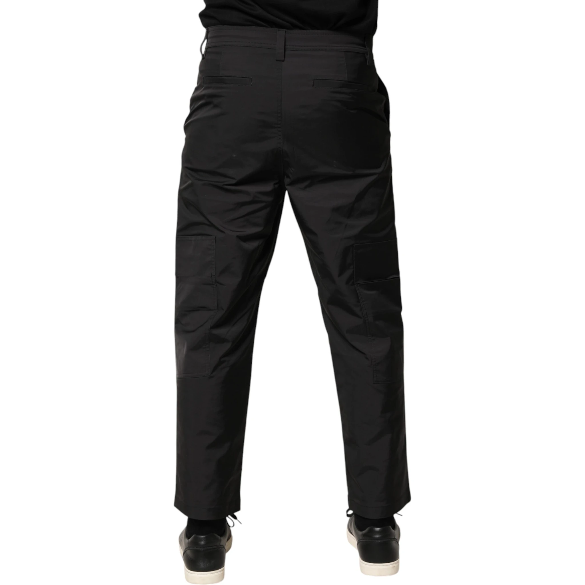 Black Mid Waist Men Tapered Dress Trouser Pants