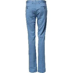 Blue Cotton Mid Waist Straight Men Denim Jeans