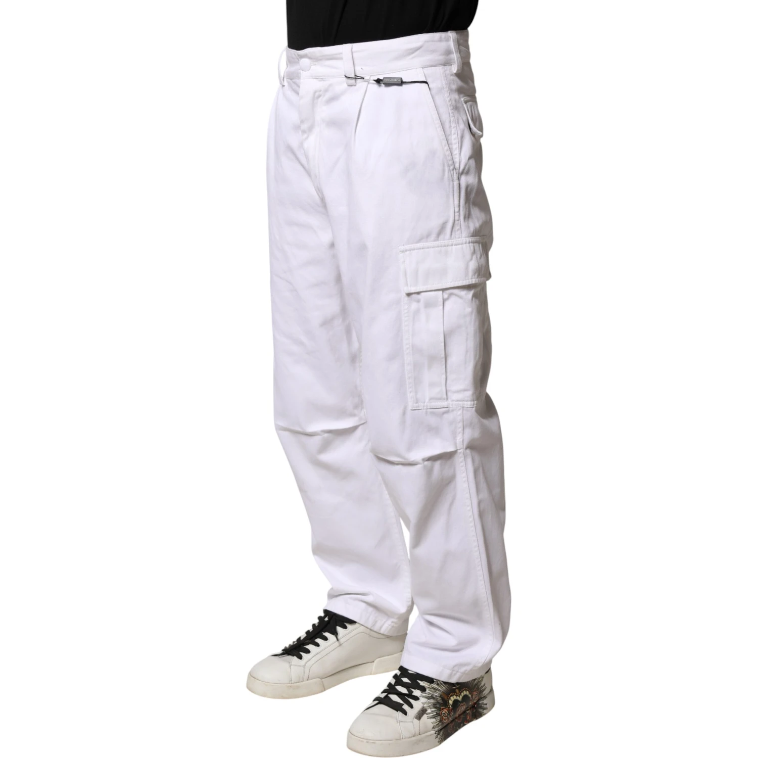 White Cotton Men Cargo Denim Trouser Jeans