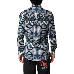 Blue MARTINI Long Sleeves Casual Logo Shirt