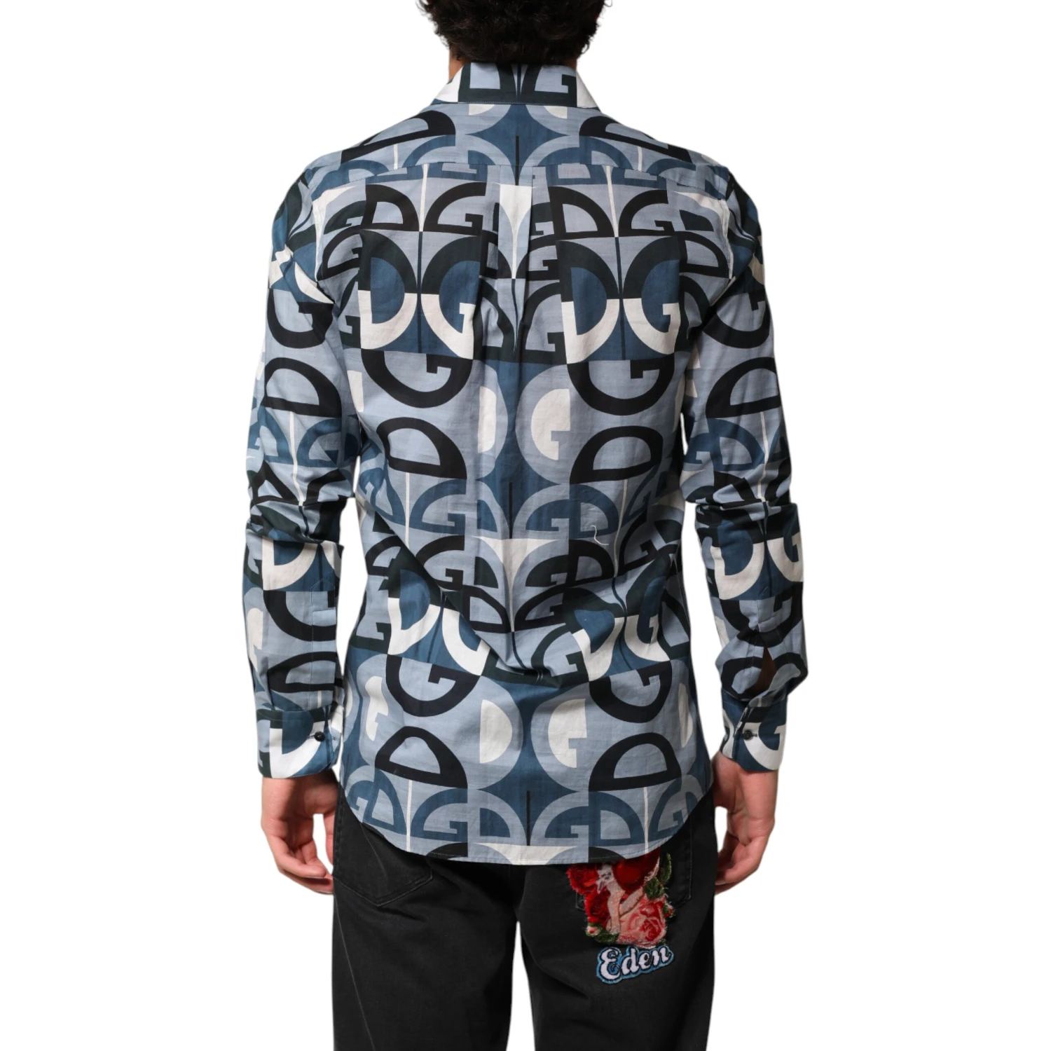 Blue MARTINI Long Sleeves Casual Logo Shirt