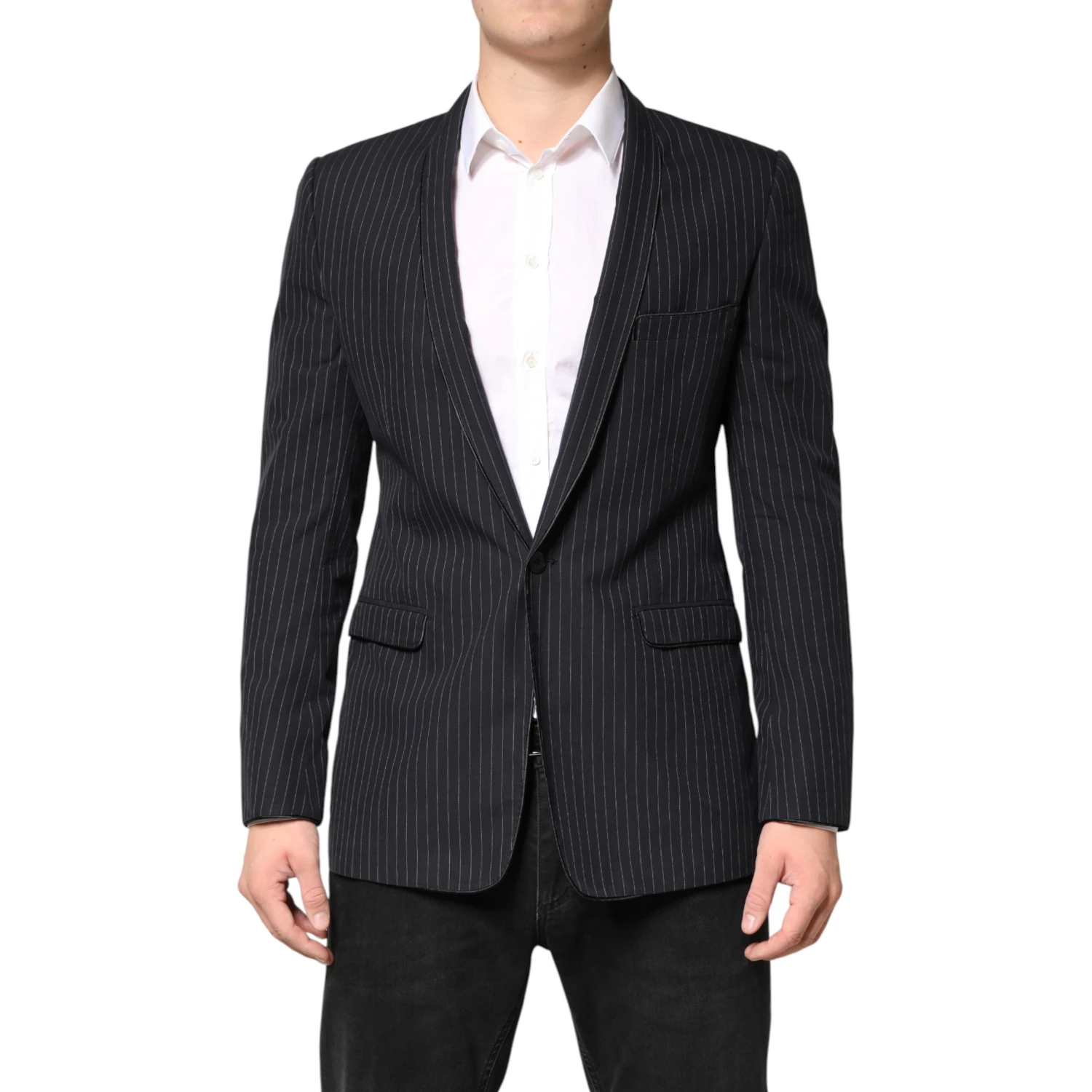 Black Stripes 1 Button Suit Jacket Blazer