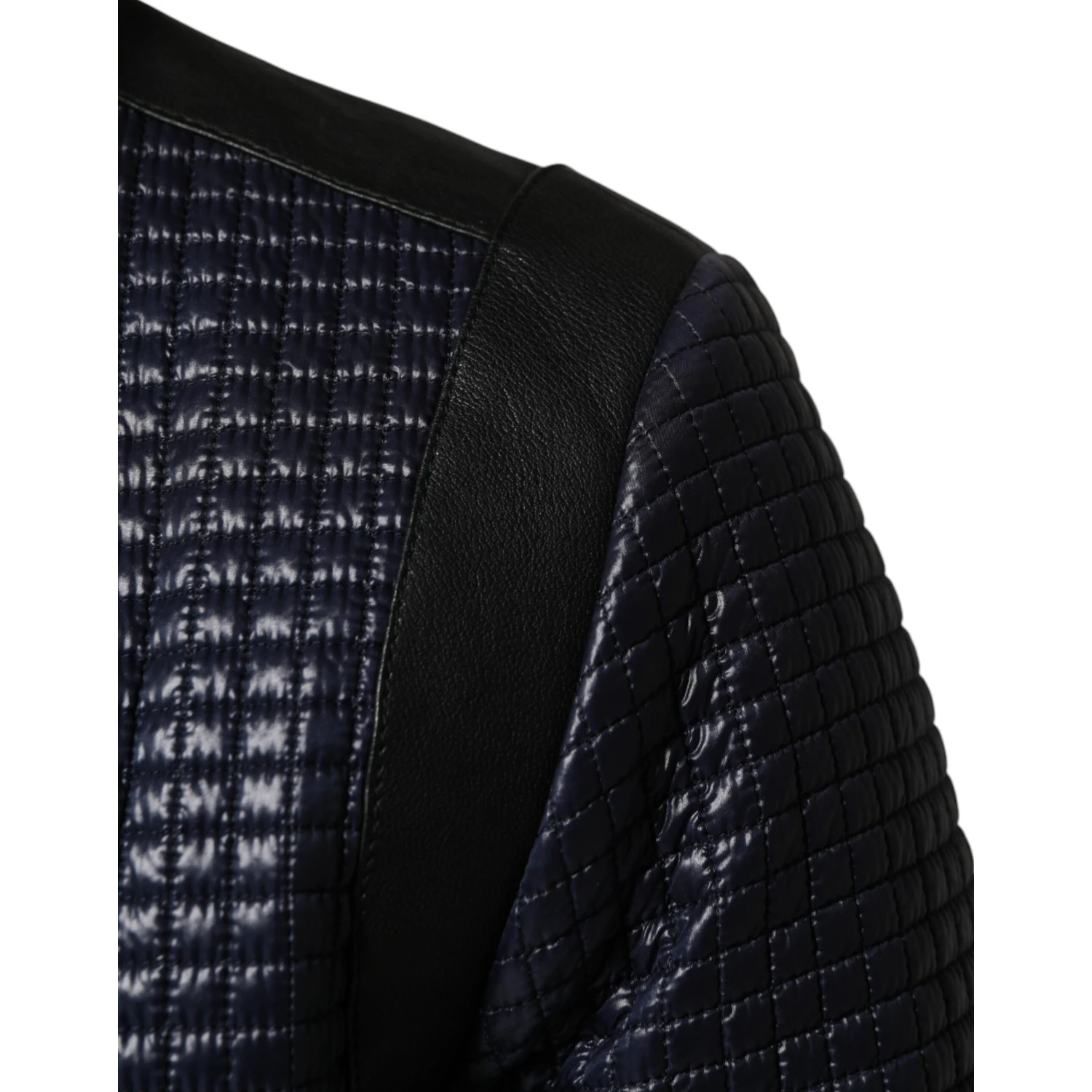 Blue Nylon Full Zip Bomber Men Jacket