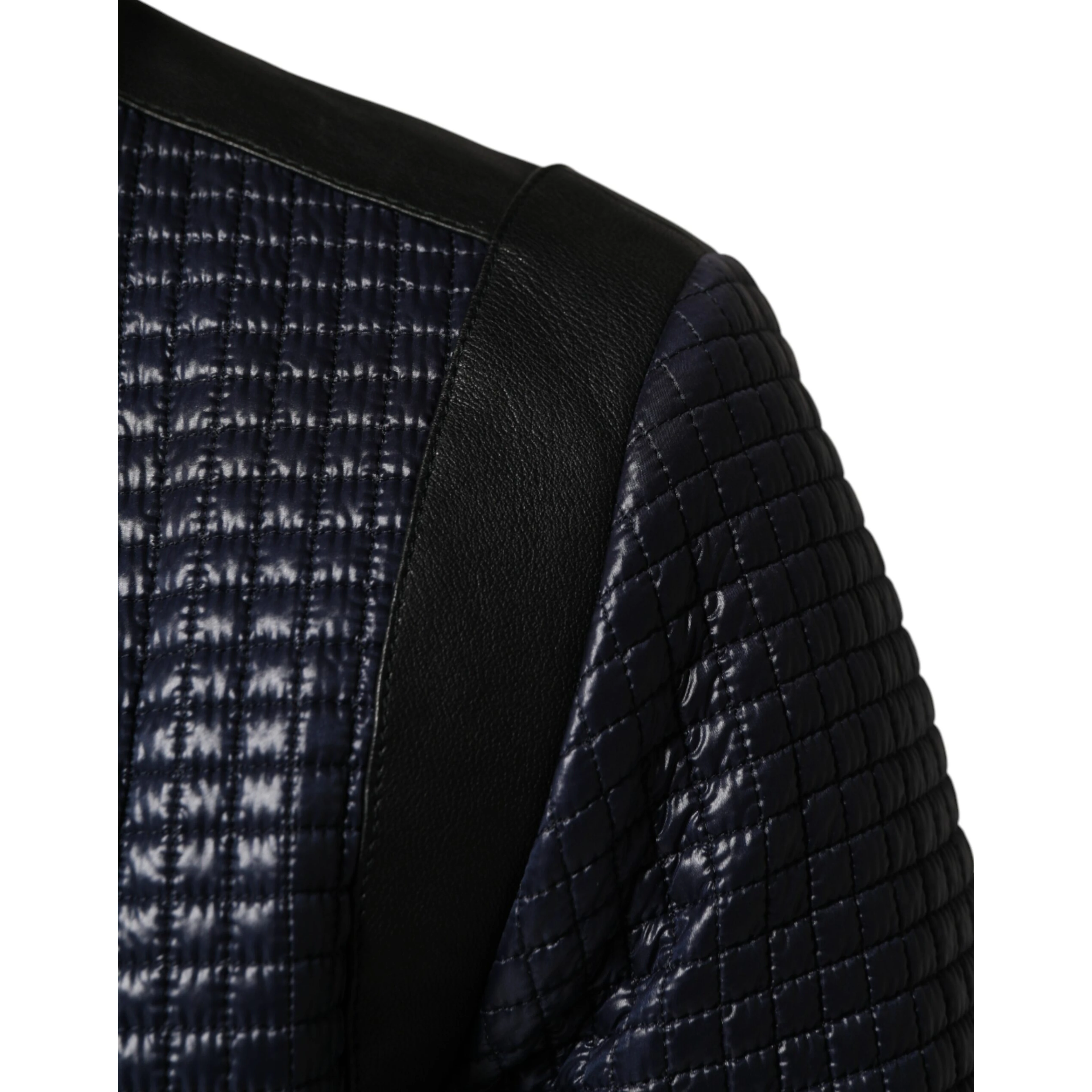 Blue Nylon Full Zip Bomber Men Jacket