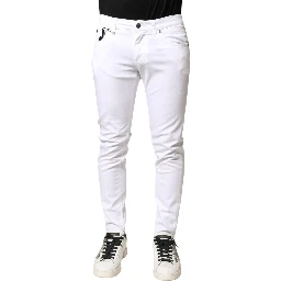 White Cotton Stretch Skinny Denim Men Jeans