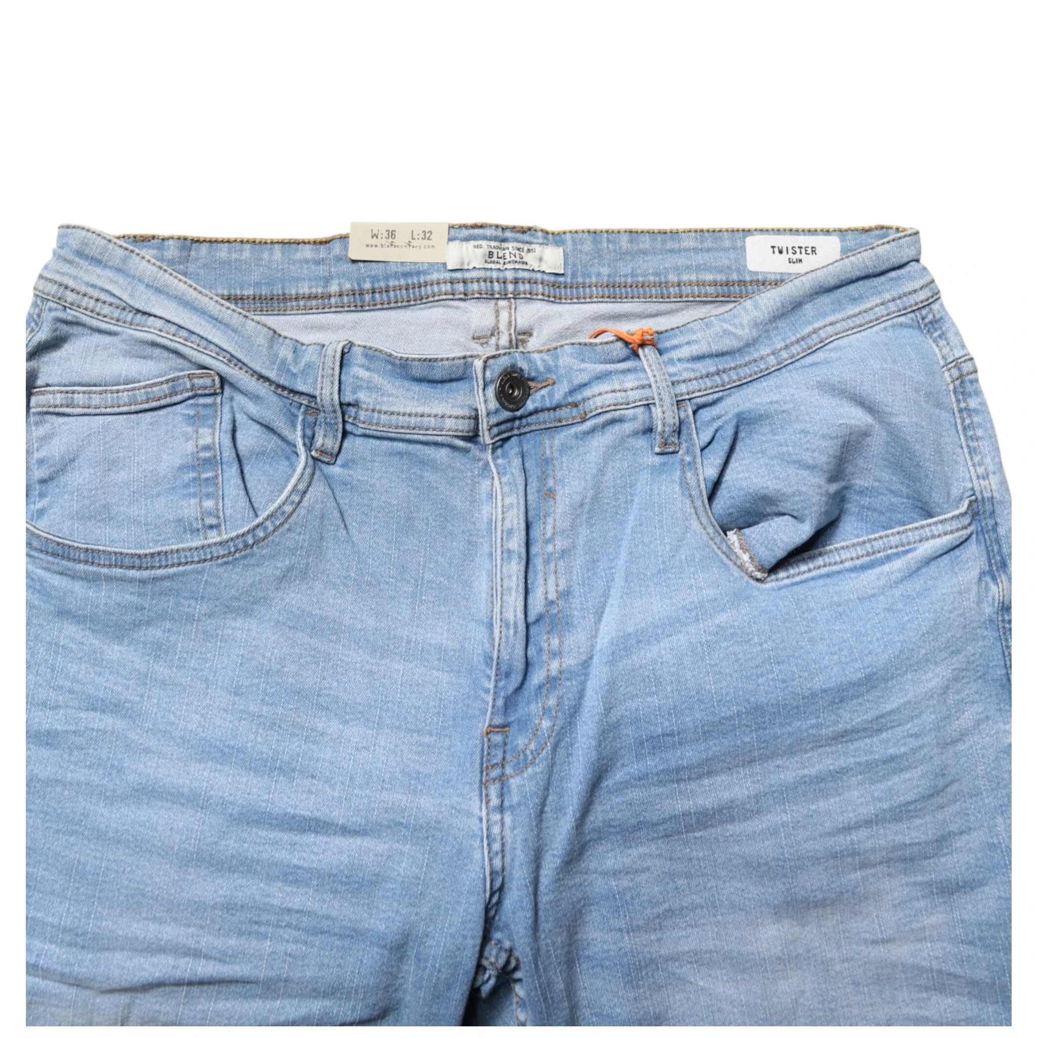 Light Blue Twister Mid Waist Skinny Fit Men Denim Jeans