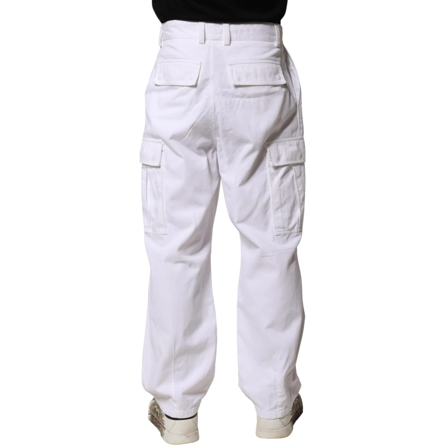 White Cotton Men Cargo Denim Trouser Jeans