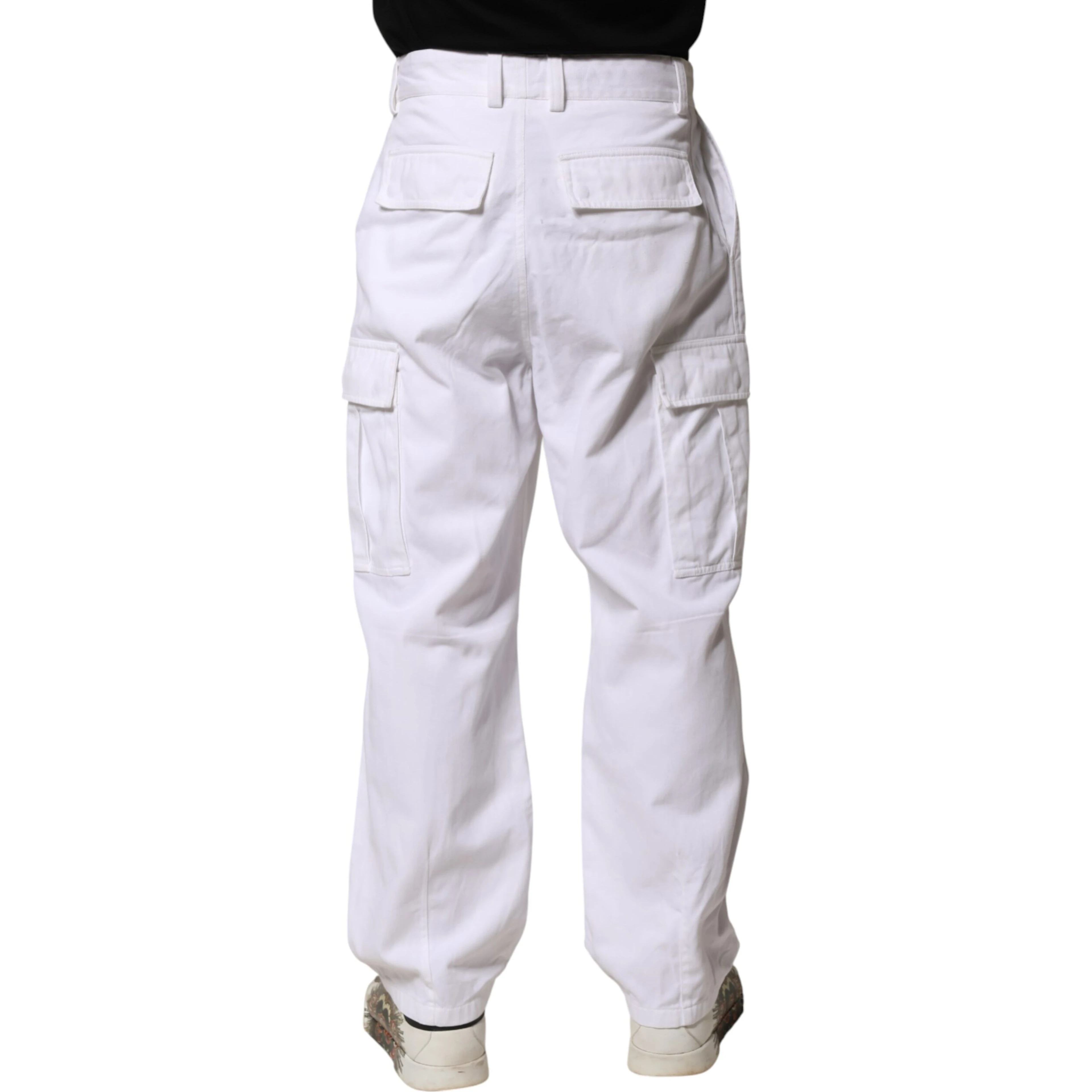White Cotton Men Cargo Denim Trouser Jeans