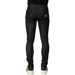 Black Cotton Stretch Skinny Denim Men Jeans