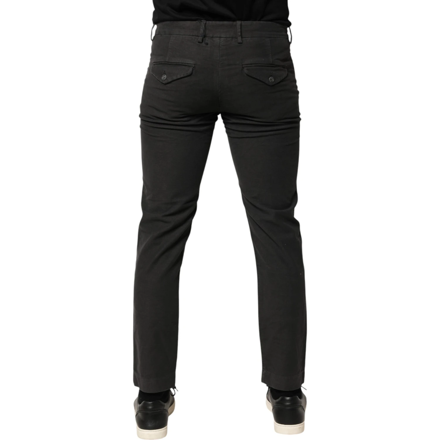 Dark Gray Cotton Mid Waist Skinny Men Denim Jeans