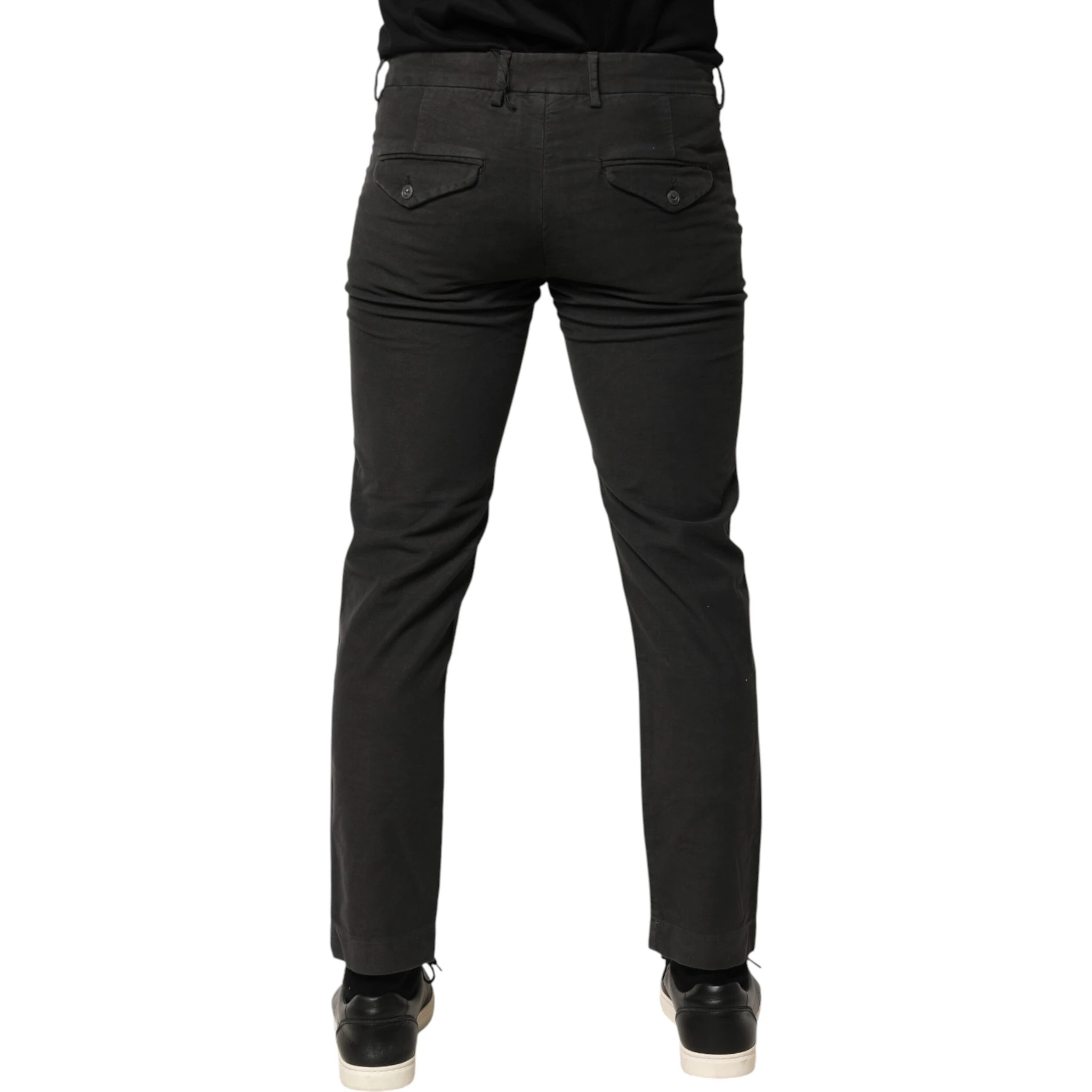 Dark Gray Cotton Mid Waist Skinny Men Denim Jeans