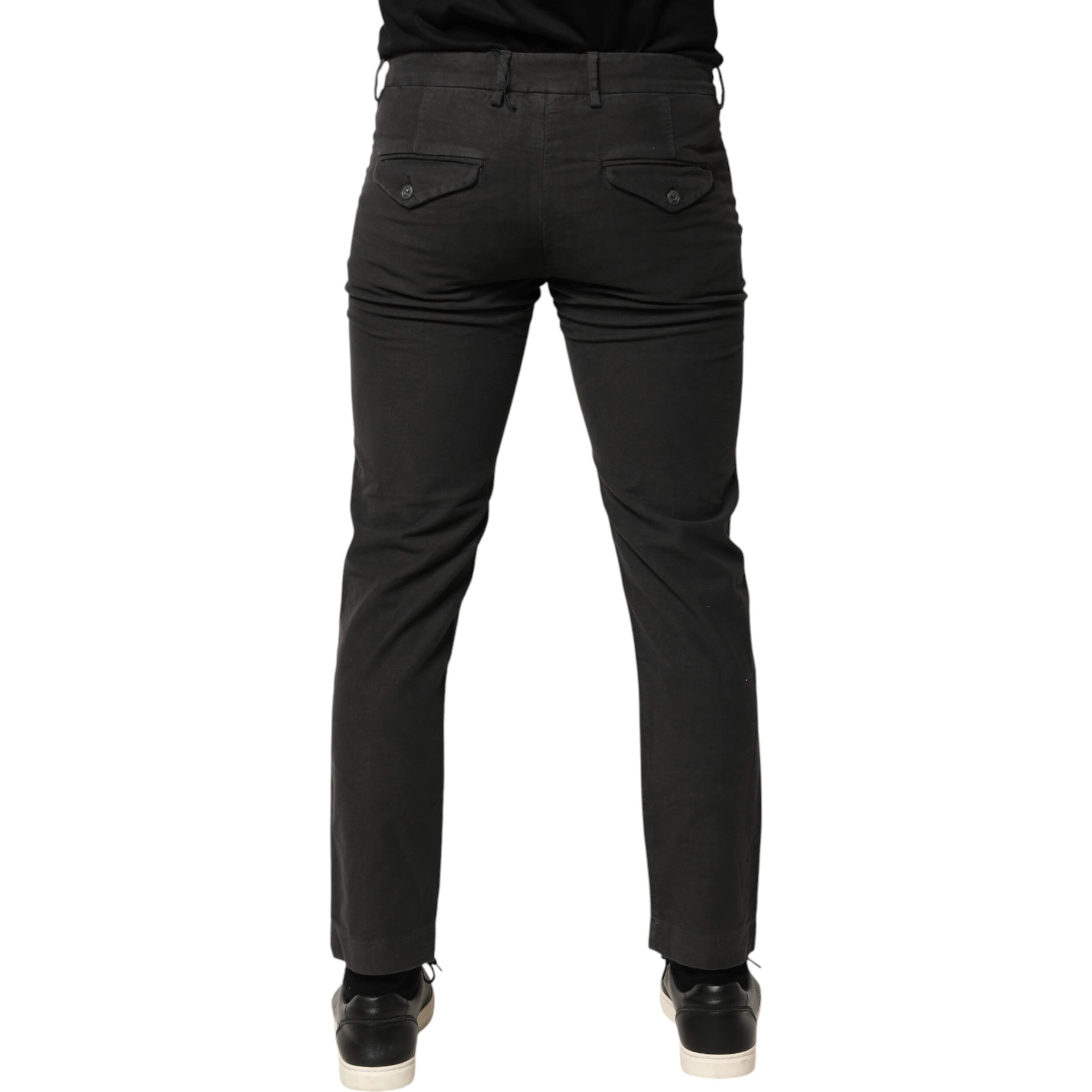 Dark Gray Cotton Mid Waist Skinny Men Denim Jeans
