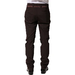 Brown Polyester Men Dress Trousers Pants