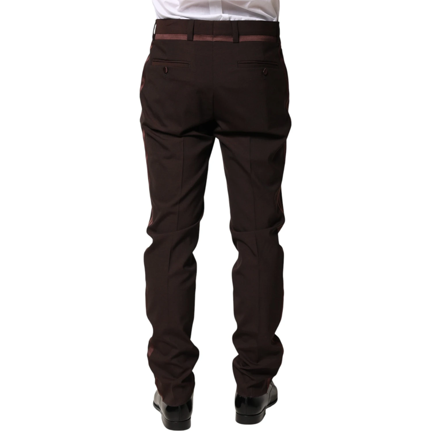 Brown Polyester Men Dress Trousers Pants