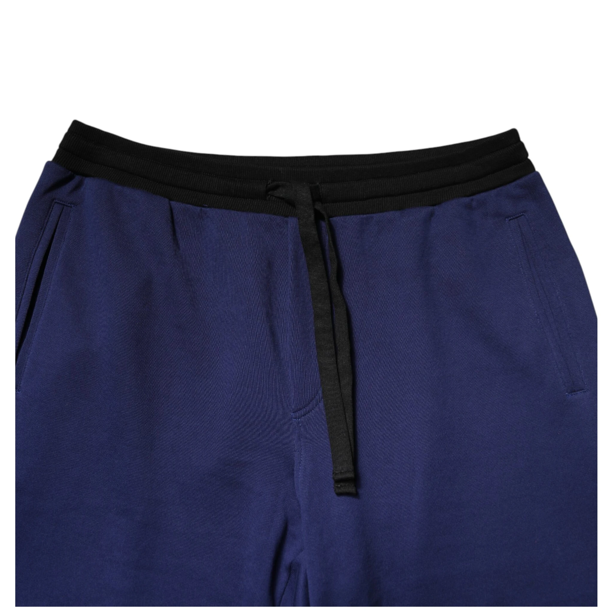 Blue Cotton Mid Waist Jogger Trousers Pants