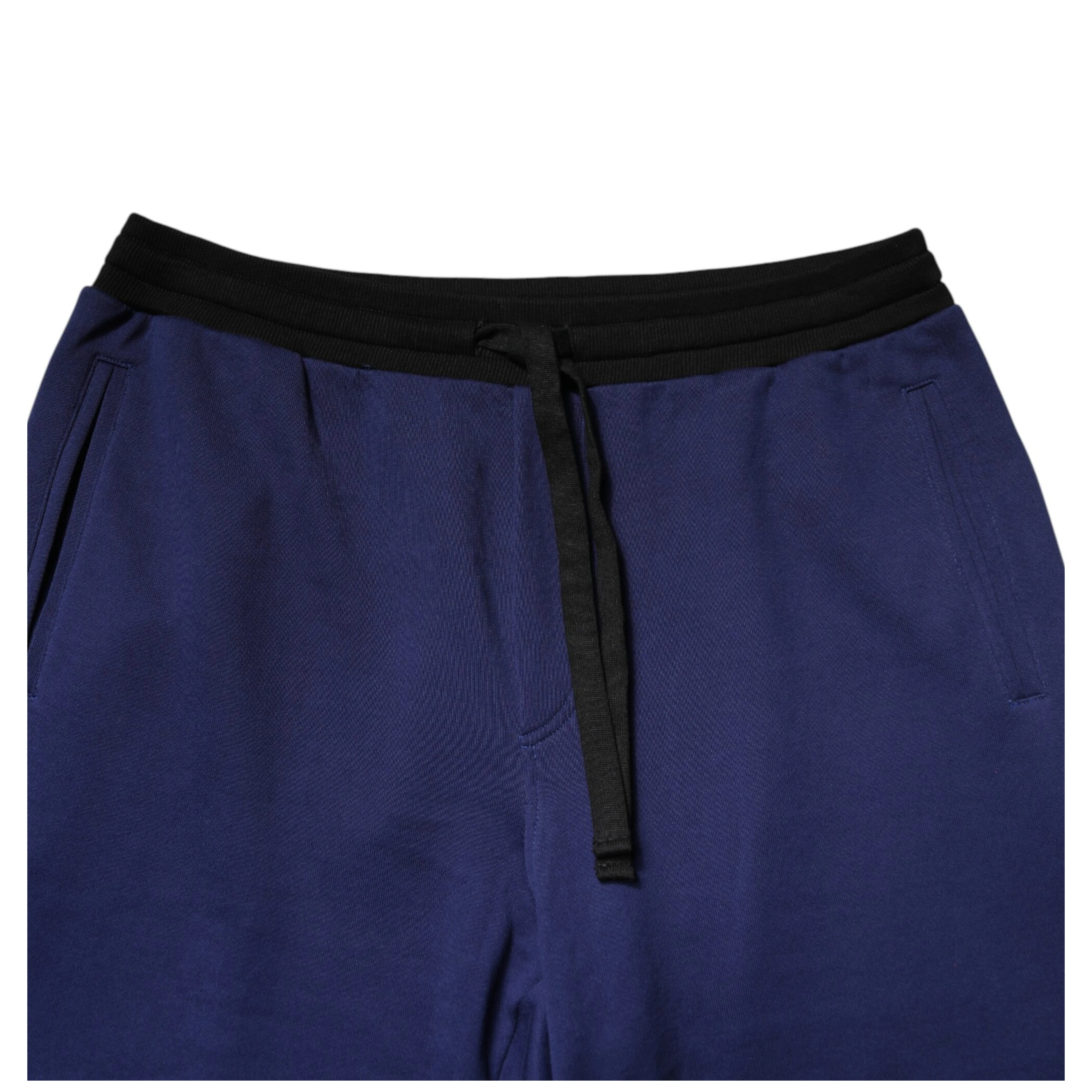 Blue Cotton Mid Waist Jogger Trousers Pants