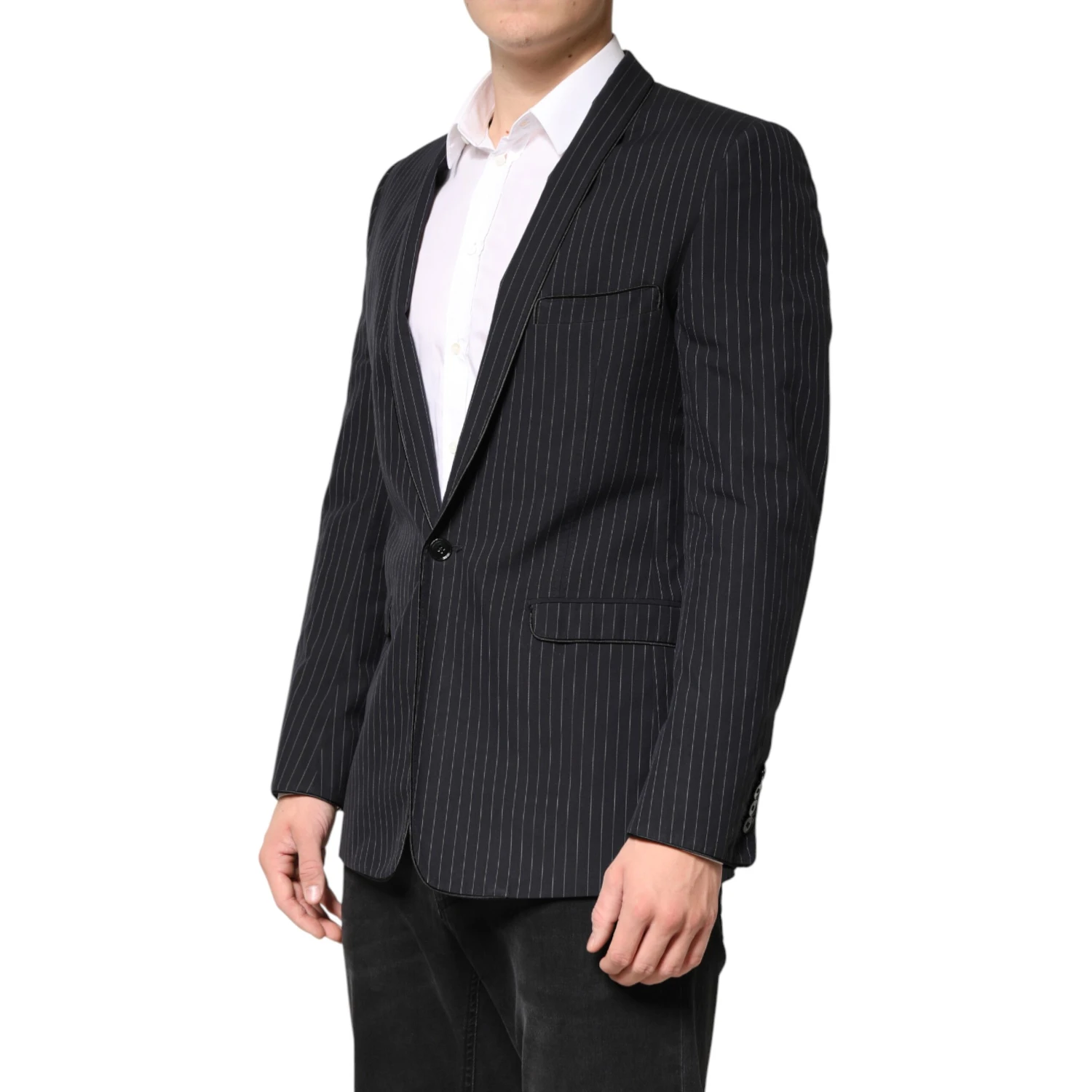 Black Stripes 1 Button Suit Jacket Blazer