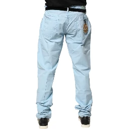 Light Blue Cotton Straight Fit Men Denim Jeans