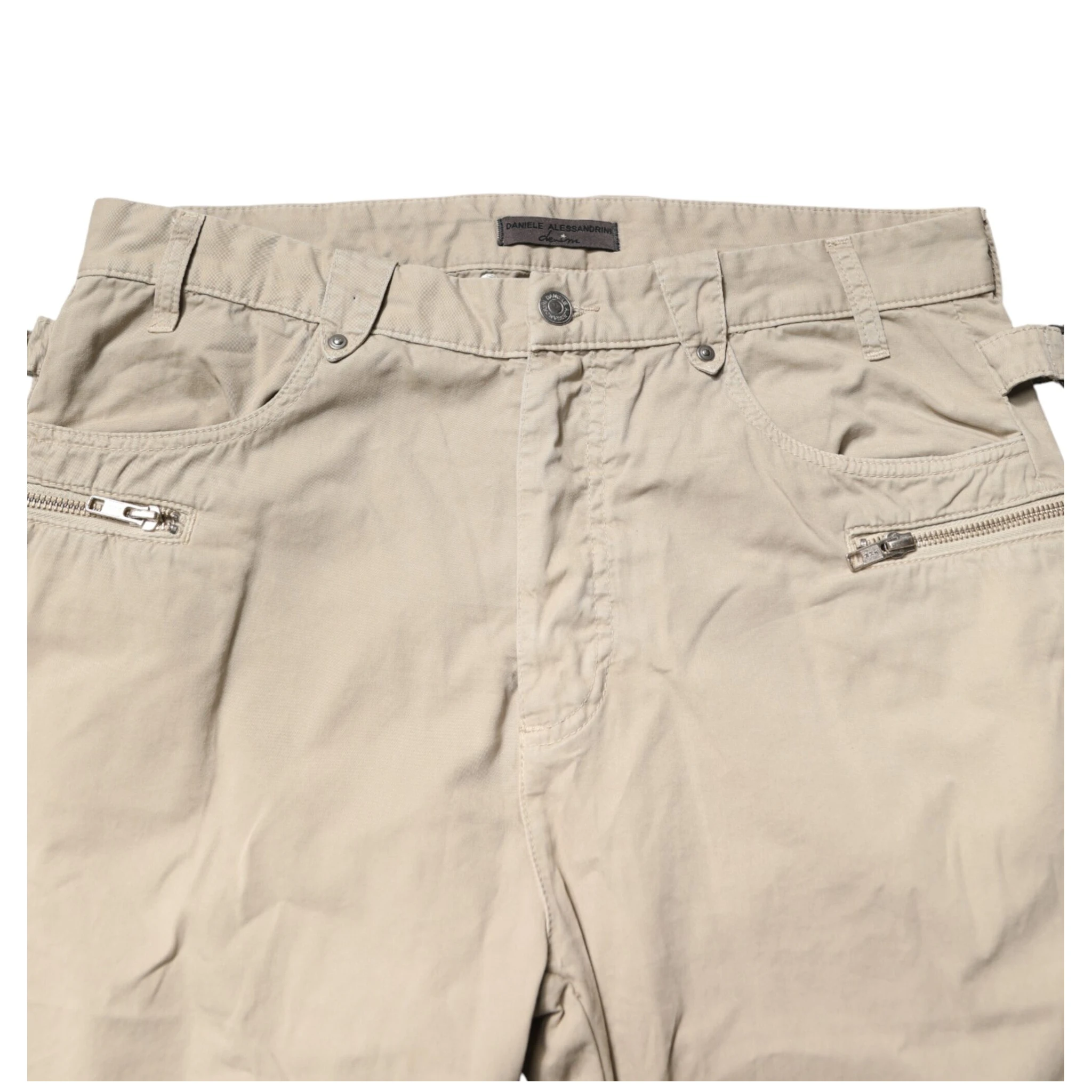 Beige Cotton Mid Waist Straight Men Denim Jeans