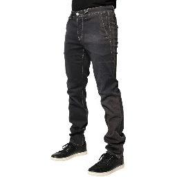 Dark Gray Mid Waist Skinny Fit Men Denim Trouser Jeans