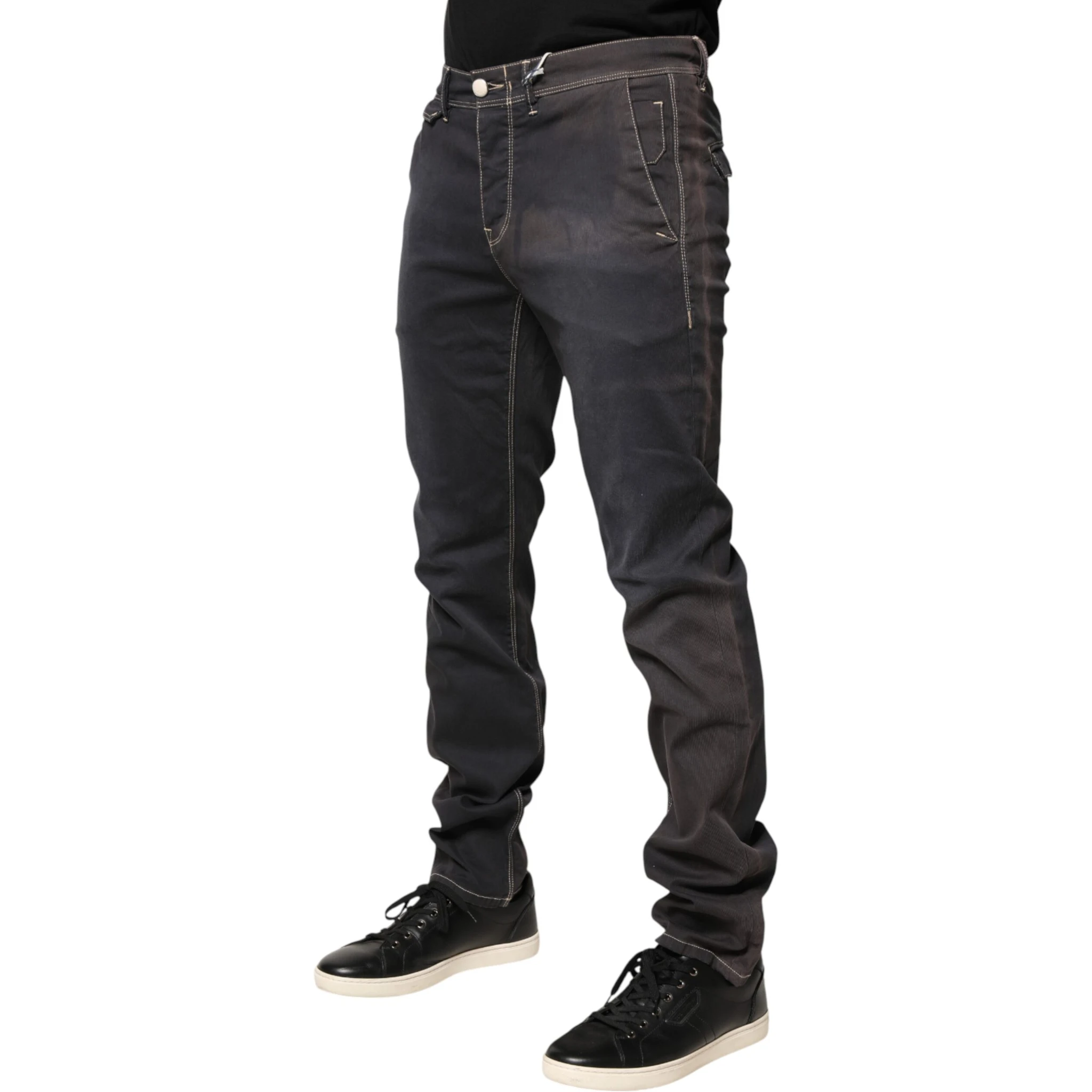 Dark Gray Mid Waist Skinny Fit Men Denim Trouser Jeans