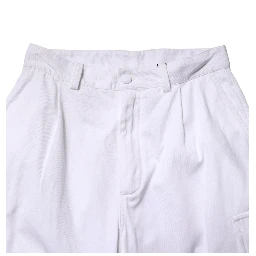 White Cotton Men Cargo Denim Trouser Jeans