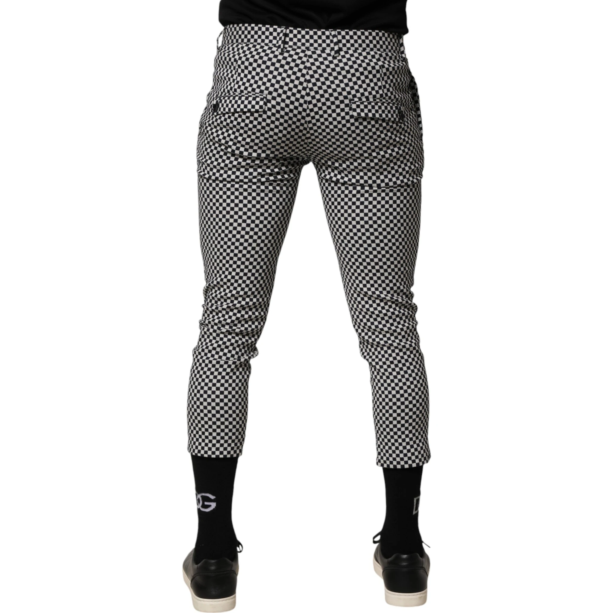 Black White Checkered Men Cropped Pants