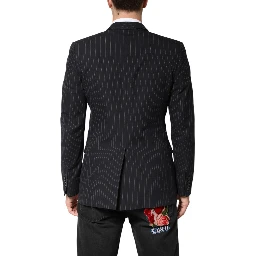 Black Stripes 1 Button Suit Jacket Blazer
