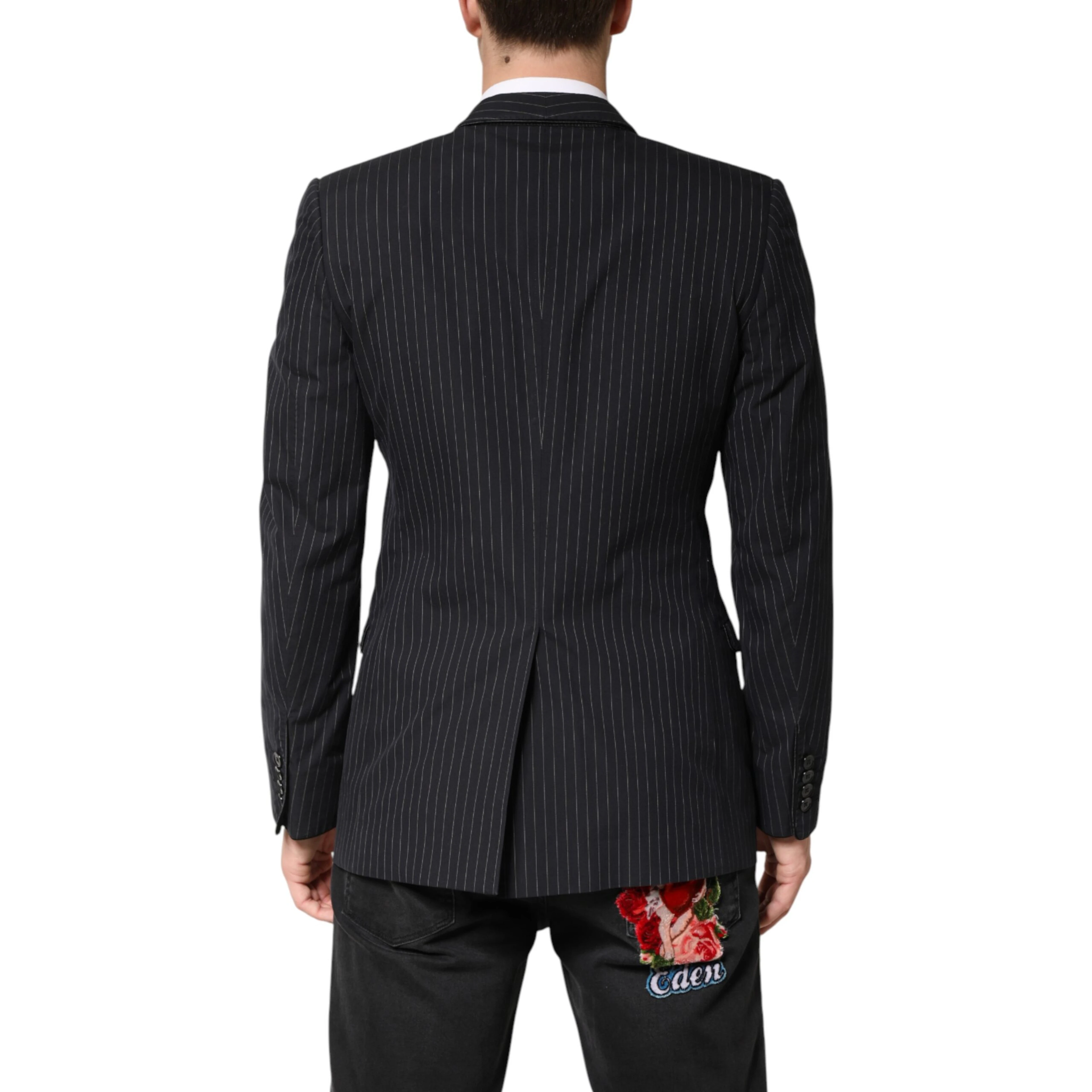 Black Stripes 1 Button Suit Jacket Blazer