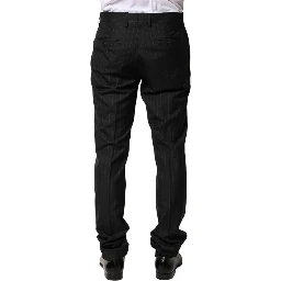 Black Stripes Wool Men Dress Trousers Pants