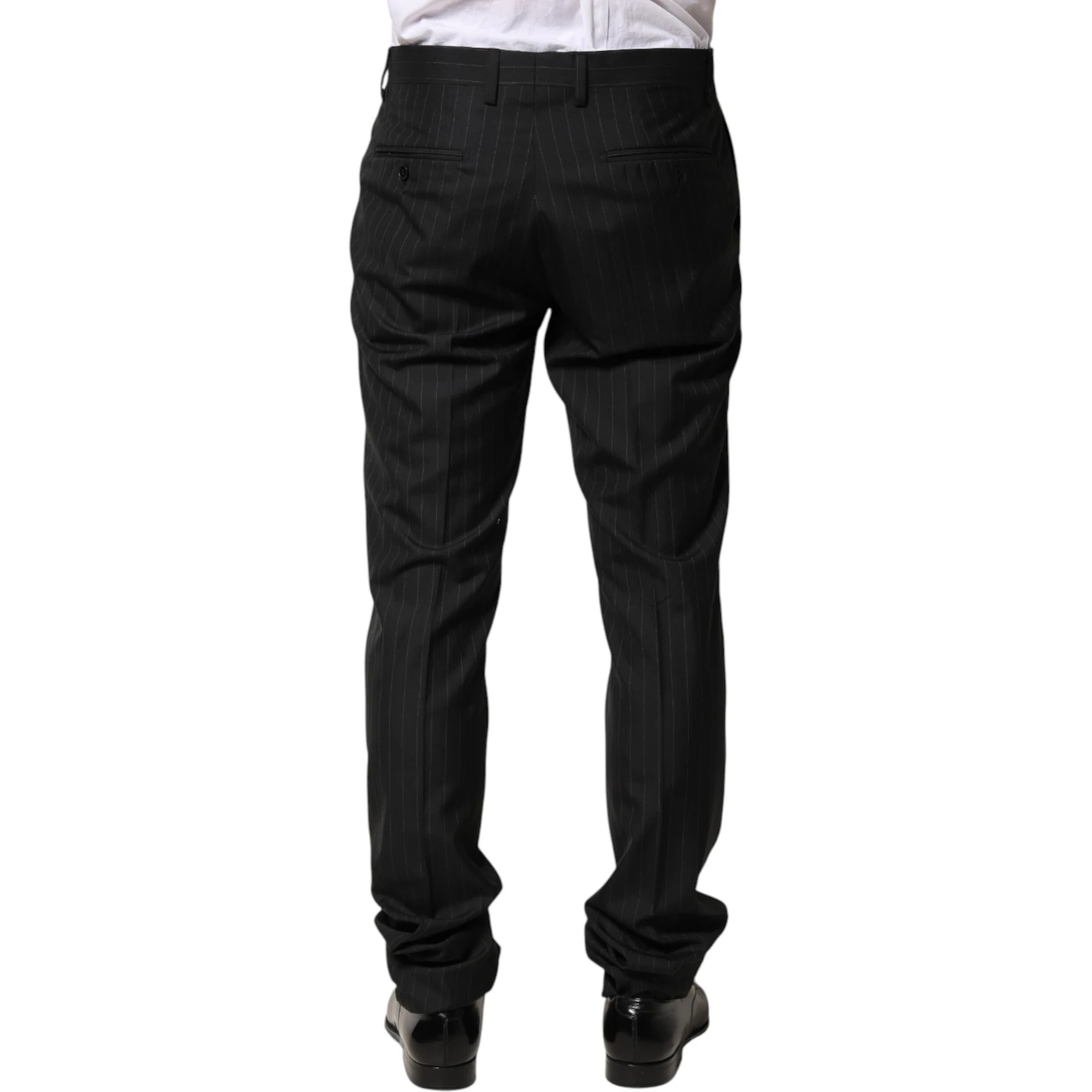 Black Stripes Wool Men Dress Trousers Pants