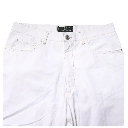 White Cotton Mid Waist Straight Men Denim Jeans