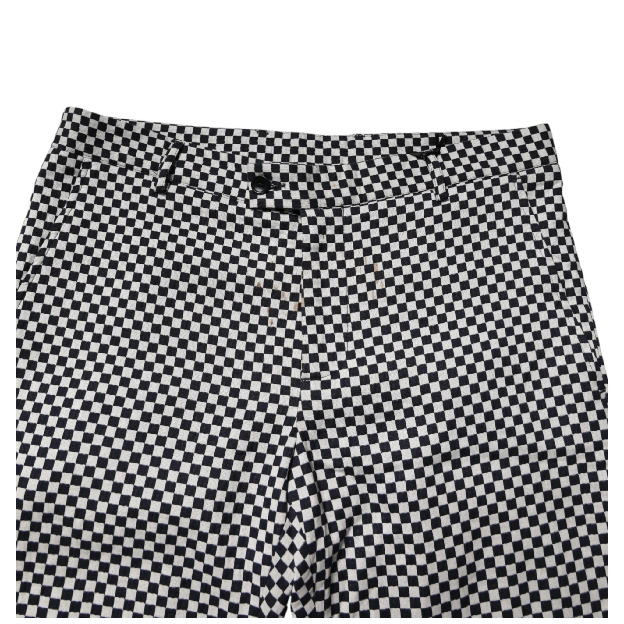 Black White Checkered Men Cropped Pants