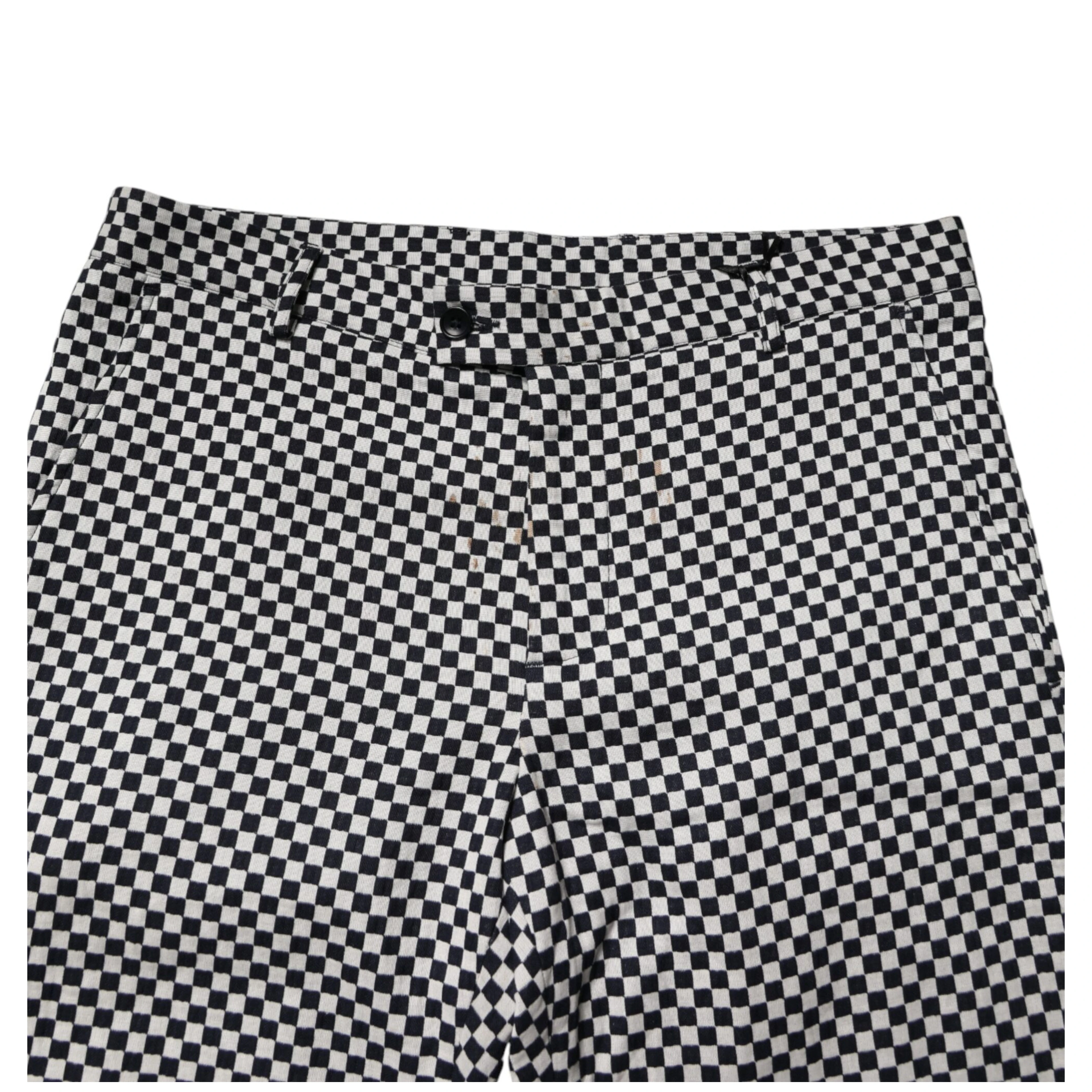 Black White Checkered Men Cropped Pants