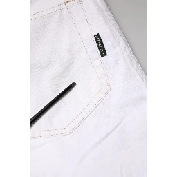 White Cotton Mid Waist Straight Men Denim Jeans