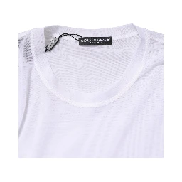 White Nylon Long Sleeves Crewneck T-Shirt