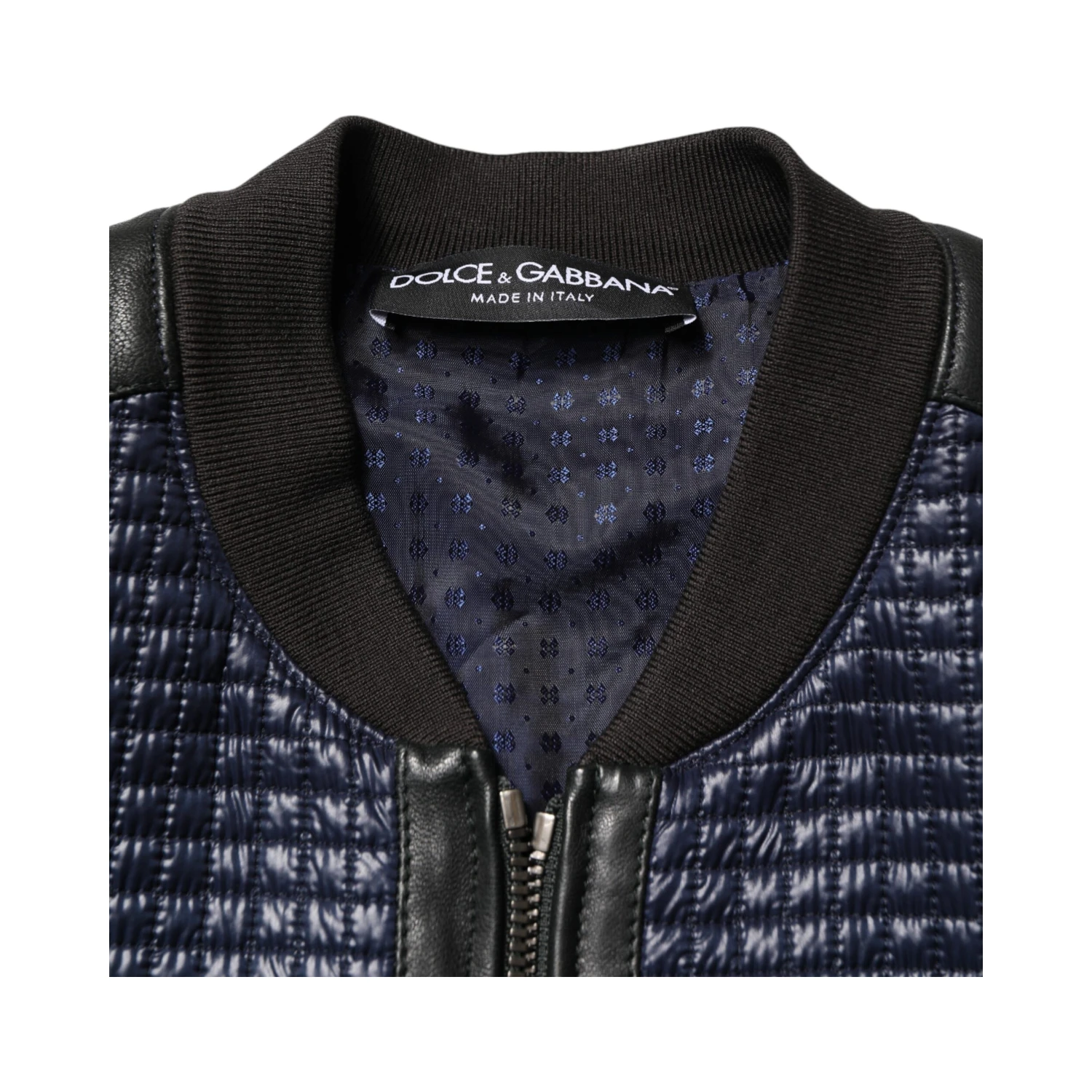 Blue Nylon Full Zip Bomber Men Jacket