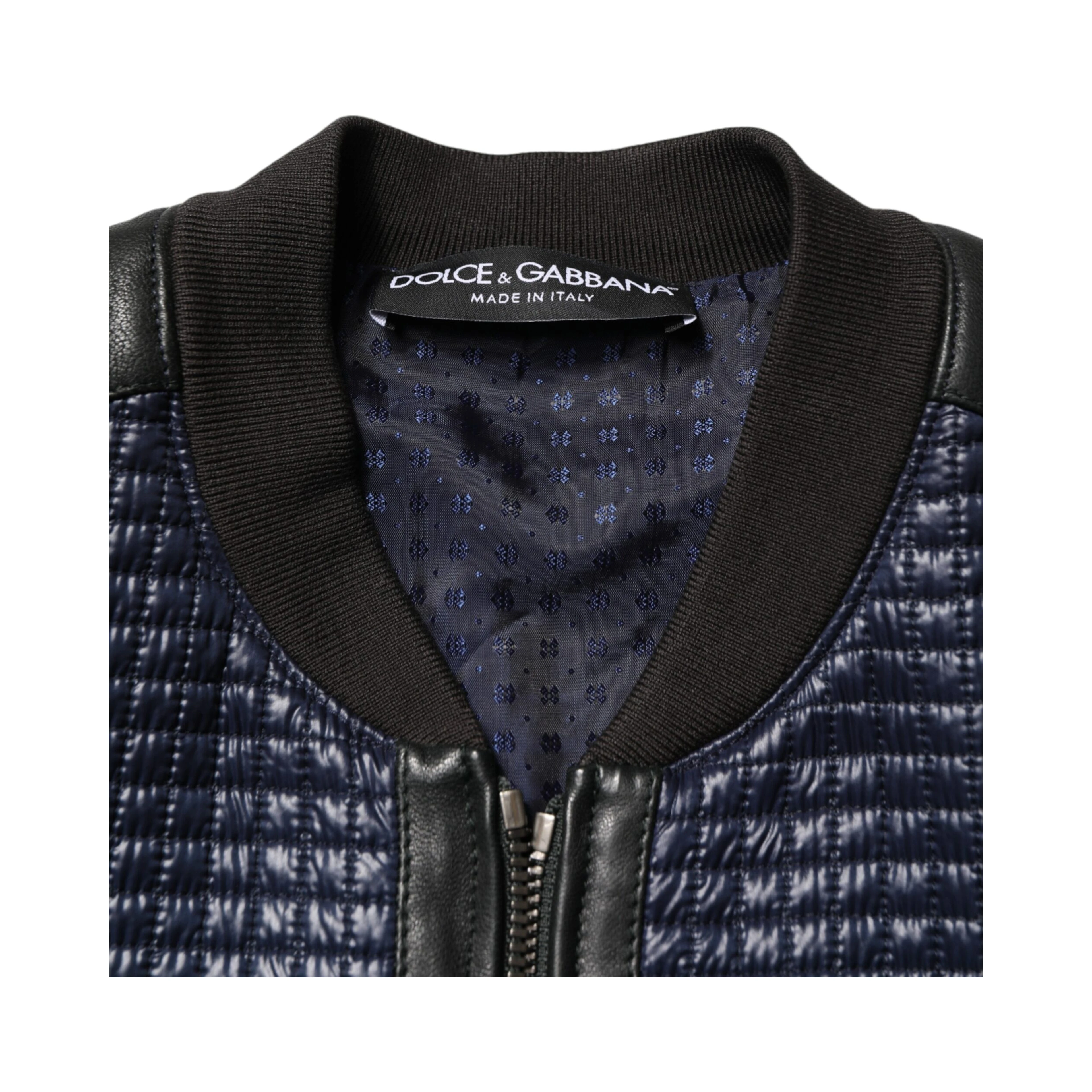 Blue Nylon Full Zip Bomber Men Jacket