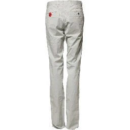 Light Gray Mid Waist Men Straight Chino Trouser Pants