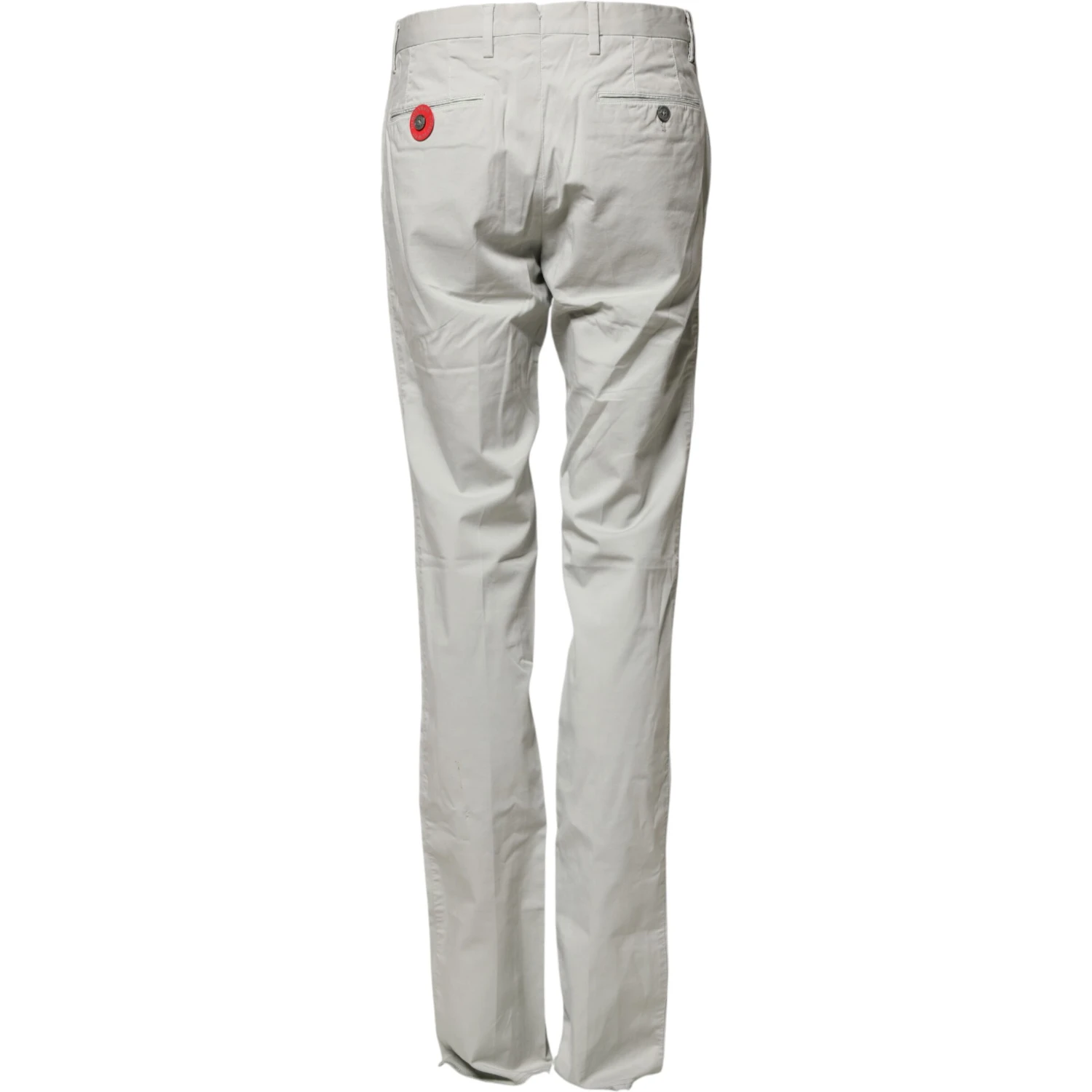 Light Gray Mid Waist Men Straight Chino Trouser Pants