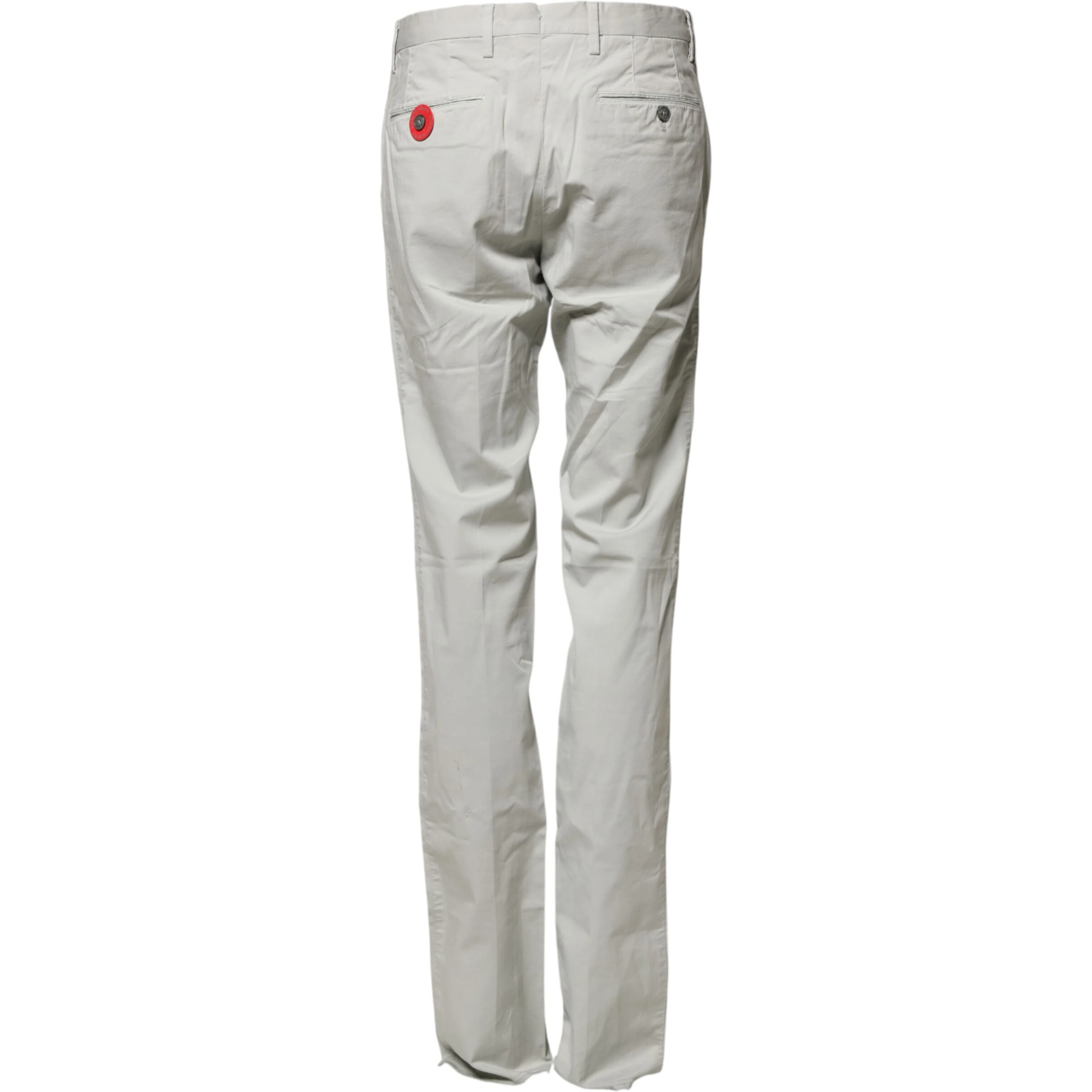 Light Gray Mid Waist Men Straight Chino Trouser Pants