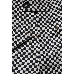 Black White Checkered Men Cropped Pants