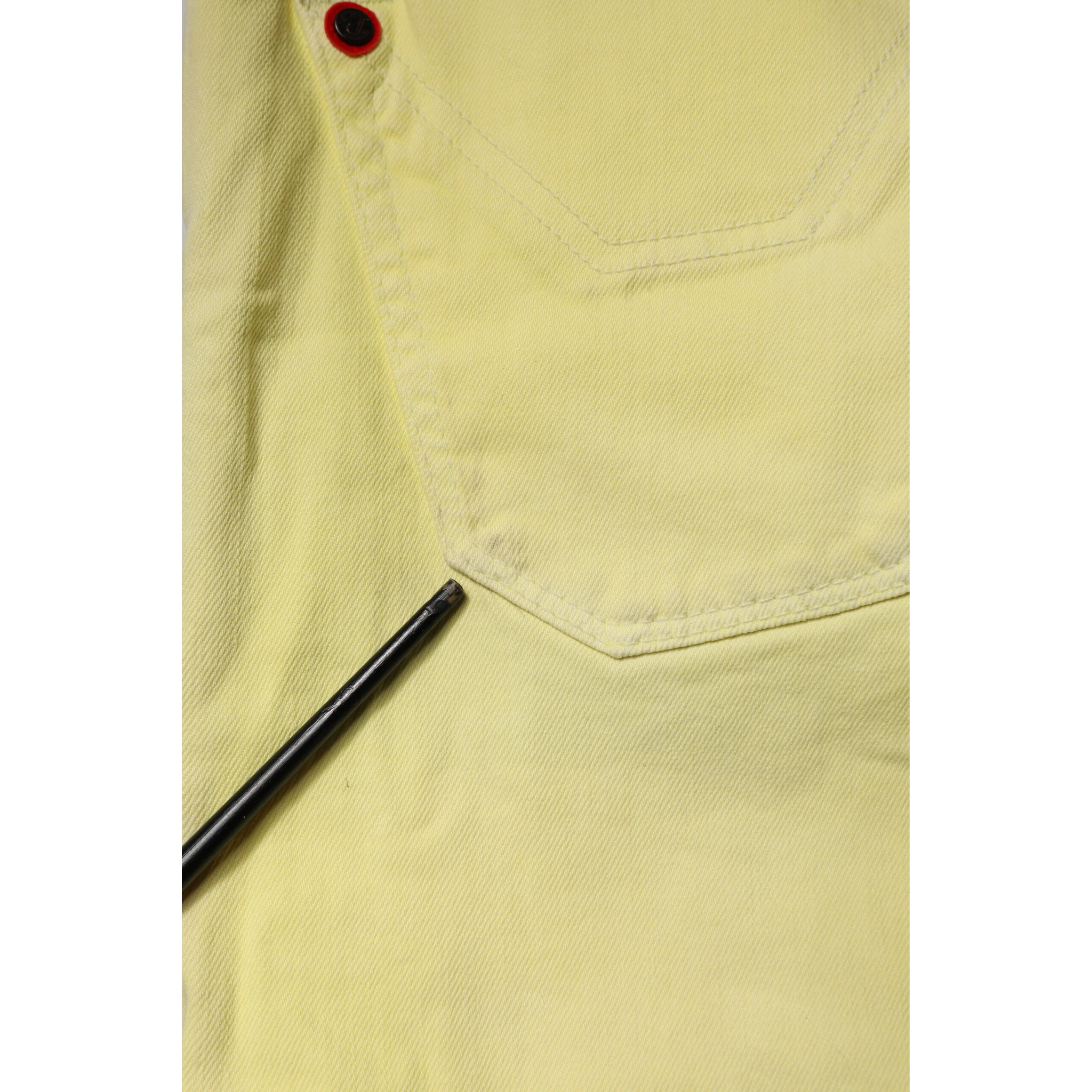 Yellow Mid Waist Straight Fit Men Denim Trouser Jeans