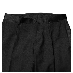 Black Wool Mid Waist Men Dress Trousers Pants
