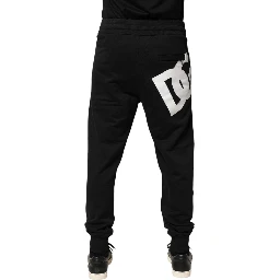 Black Cotton Mid Waist Jogger Trousers Pants